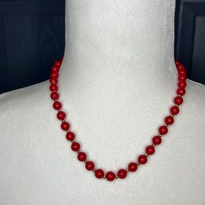 Read necklace with gold metal accents